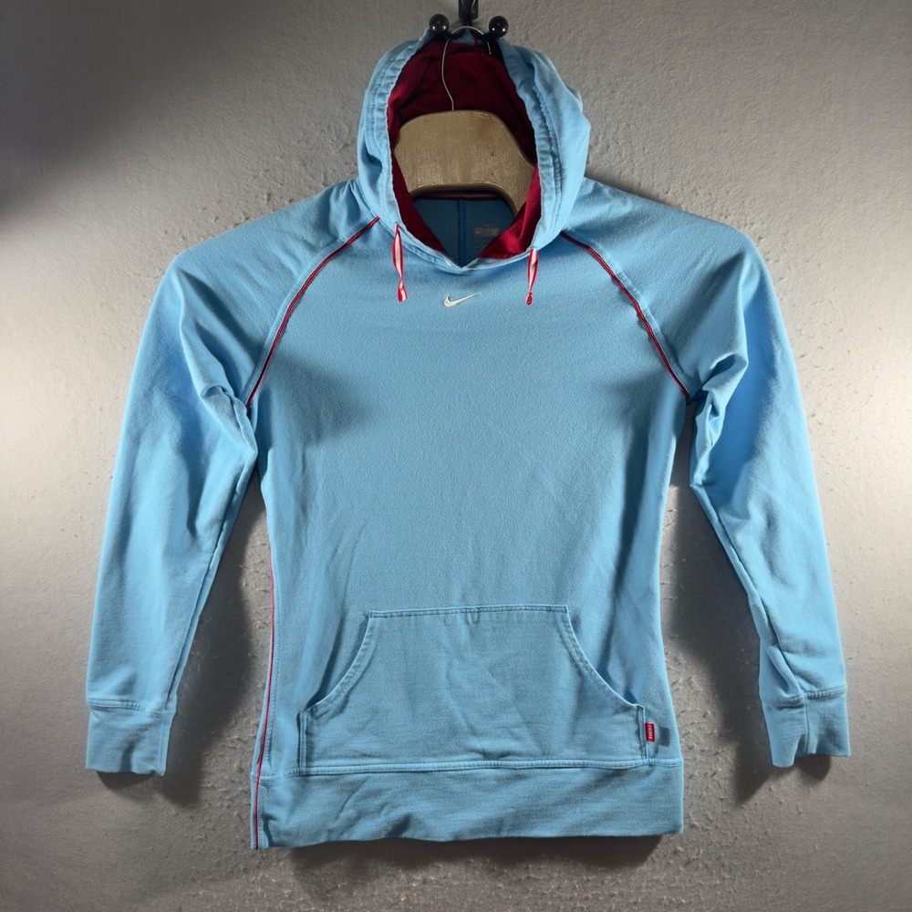 2165 | Nike Fit Dry Athletic Pullover Hoodie Blue Red Women Size M 322310-405